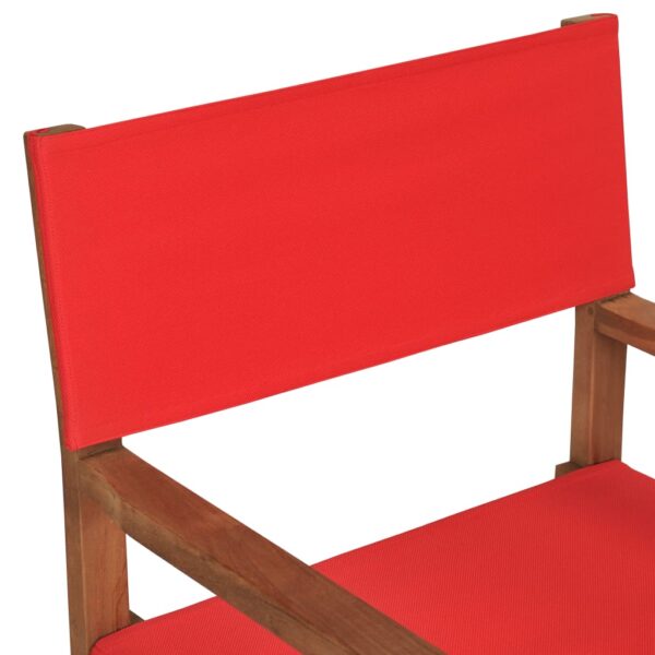 vidaXL Director's Chair Solid Teak Wood Red - Image 7