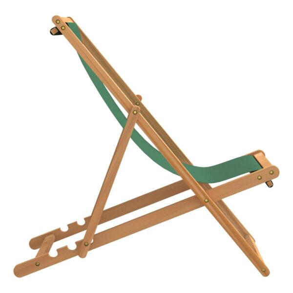 vidaXL Folding Beach Chair Solid Teak Wood Green - Image 4