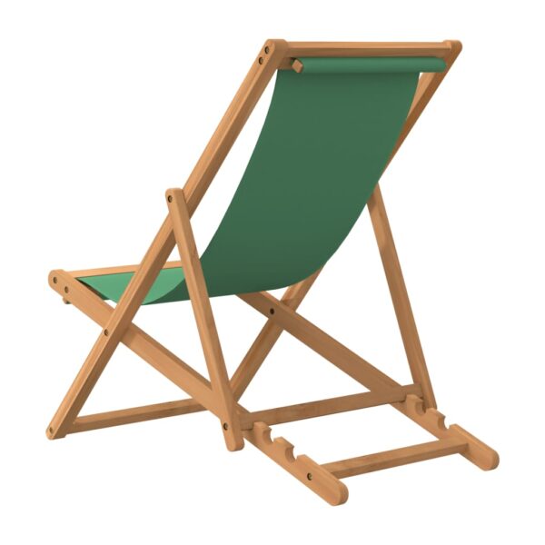 vidaXL Folding Beach Chair Solid Teak Wood Green - Image 5