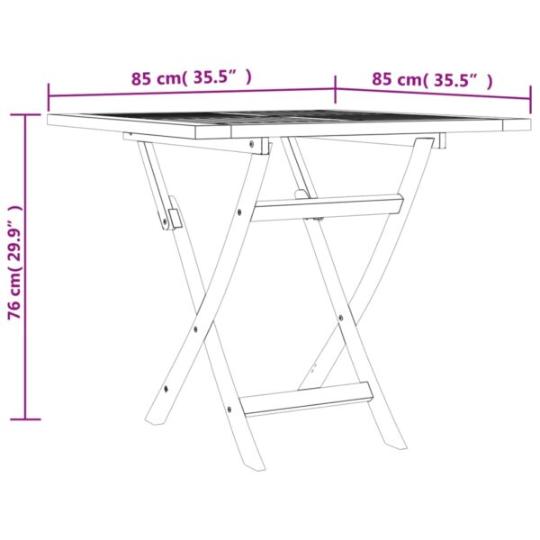 vidaXL Folding Patio Table 33.5"x33.5"x29.9" Solid Teak Wood - Image 8