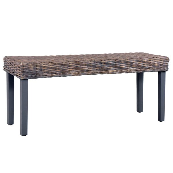 vidaXL Bench 43.3" Gray Natural Kubu Rattan and Solid Mango Wood