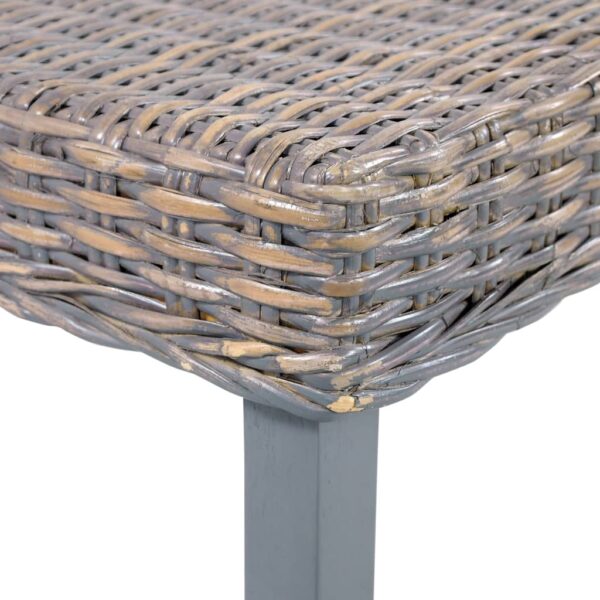 vidaXL Bench 43.3" Gray Natural Kubu Rattan and Solid Mango Wood - Image 5