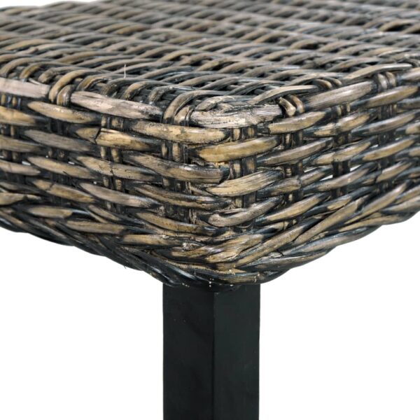 vidaXL Bench 43.3" Black Natural Kubu Rattan and Solid Mango Wood - Image 4