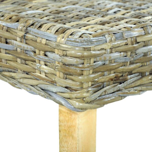 vidaXL Bench 43.3" Natural Kubu Rattan and Solid Mango Wood - Image 5