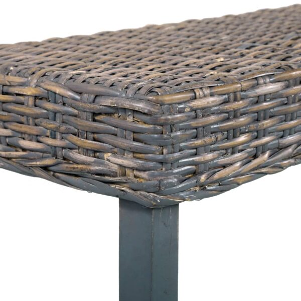 vidaXL Bench 63" Gray Natural Kubu Rattan and Solid Mango Wood - Image 5