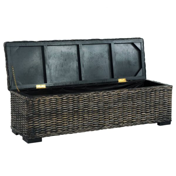 vidaXL Storage Box 47.2" Black Kubu Rattan and Solid Mango Wood - Image 2