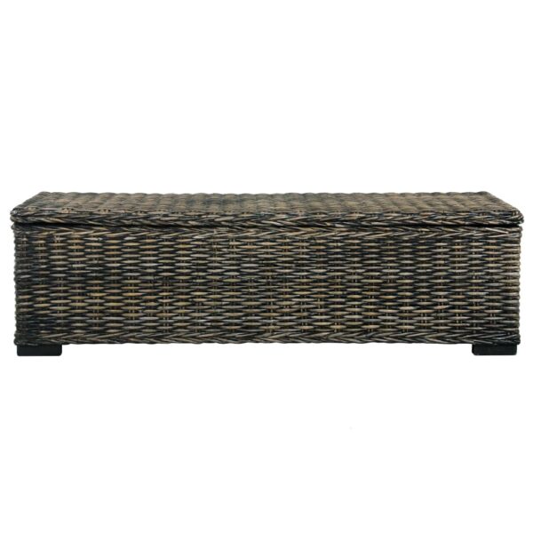 vidaXL Storage Box 47.2" Black Kubu Rattan and Solid Mango Wood - Image 3