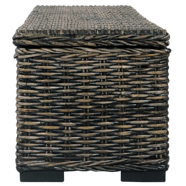 vidaXL Storage Box 47.2" Black Kubu Rattan and Solid Mango Wood - Image 4