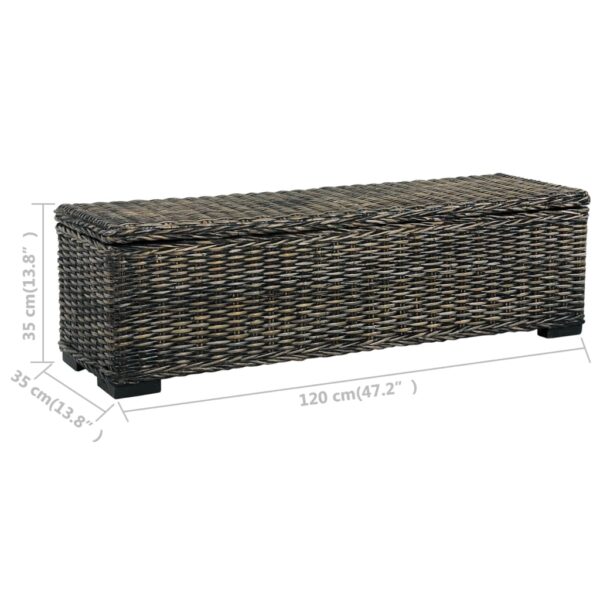 vidaXL Storage Box 47.2" Black Kubu Rattan and Solid Mango Wood - Image 8