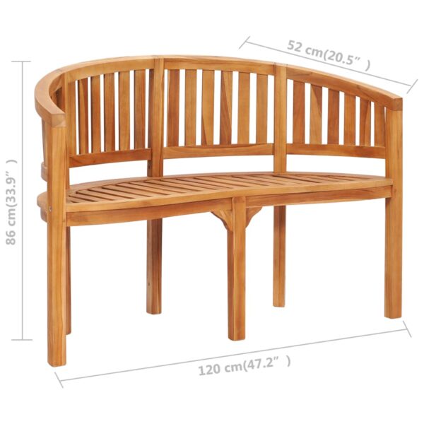 vidaXL Banana Bench 47.2" Solid Teak Wood - Image 7