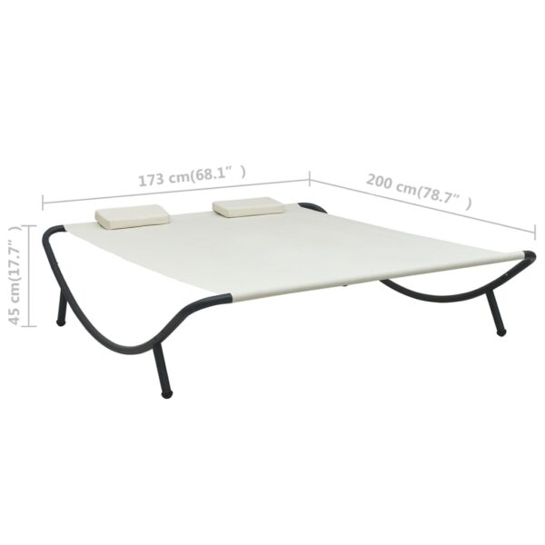 vidaXL Patio Lounge Bed Fabric Cream - Image 7