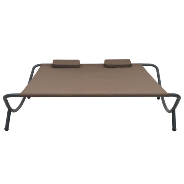 vidaXL Patio Lounge Bed Fabric Brown - Image 2