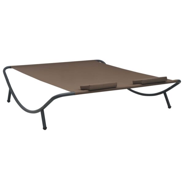 vidaXL Patio Lounge Bed Fabric Brown - Image 4