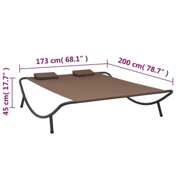 vidaXL Patio Lounge Bed Fabric Brown - Image 7