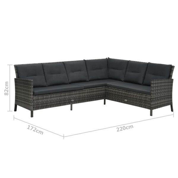 vidaXL 4 Piece Patio Lounge Set with Cushions Poly Rattan Gray - Image 10