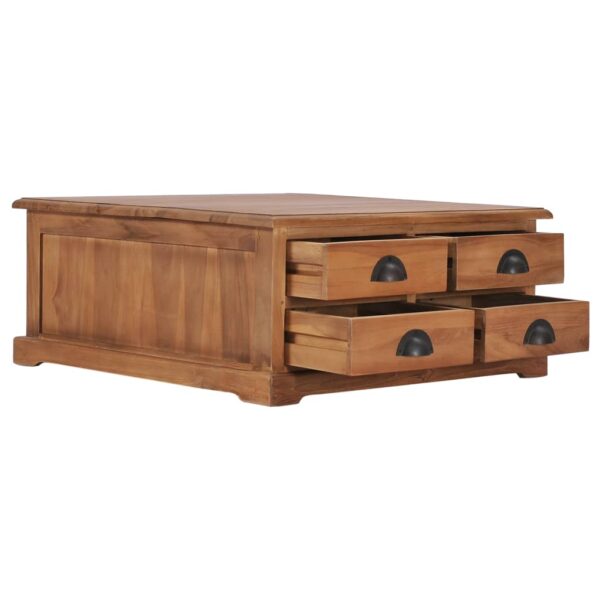 vidaXL Coffee Table 26.8"x26.7"x11.8" Solid Teak Wood - Image 3