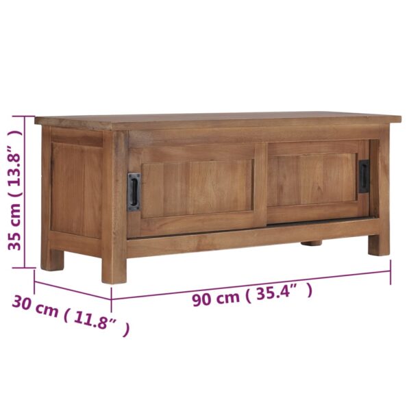 vidaXL TV Stand 35.4"x11.8"x13.8" Solid Wood Teak - Image 7