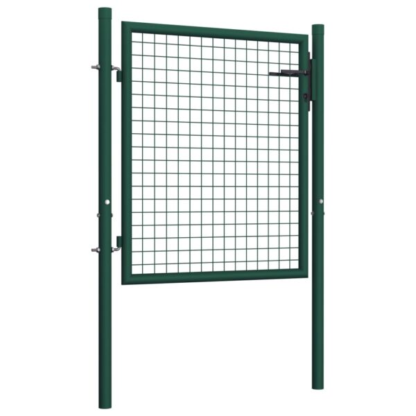 vidaXL Fence Gate Steel 39.4"x29.5" Green - Image 2