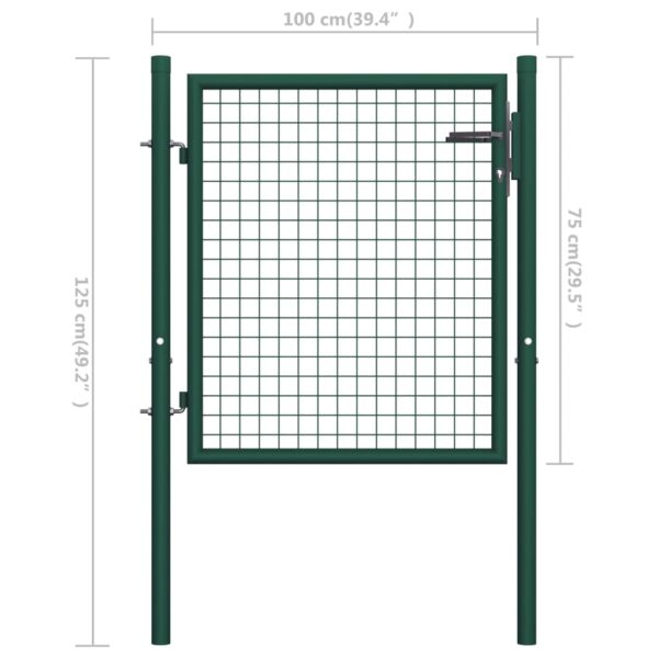 vidaXL Fence Gate Steel 39.4"x29.5" Green - Image 5