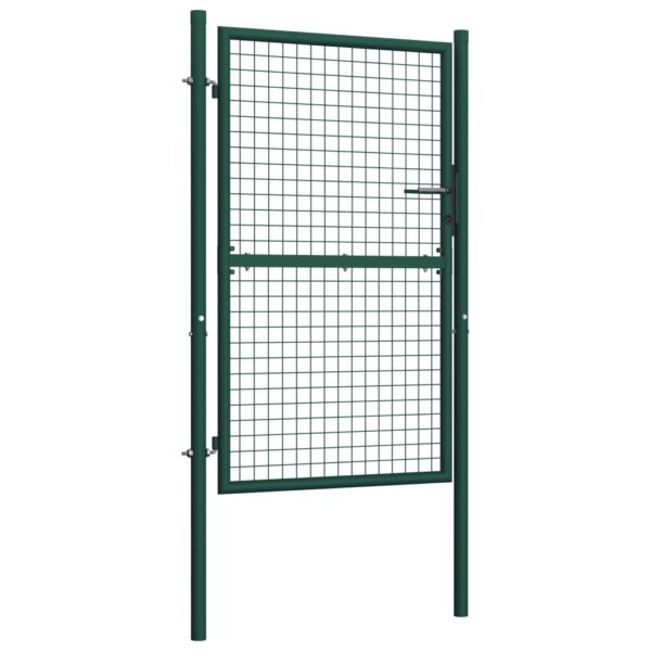 vidaXL Fence Gate Steel 39.4"x68.9" Green - Image 2