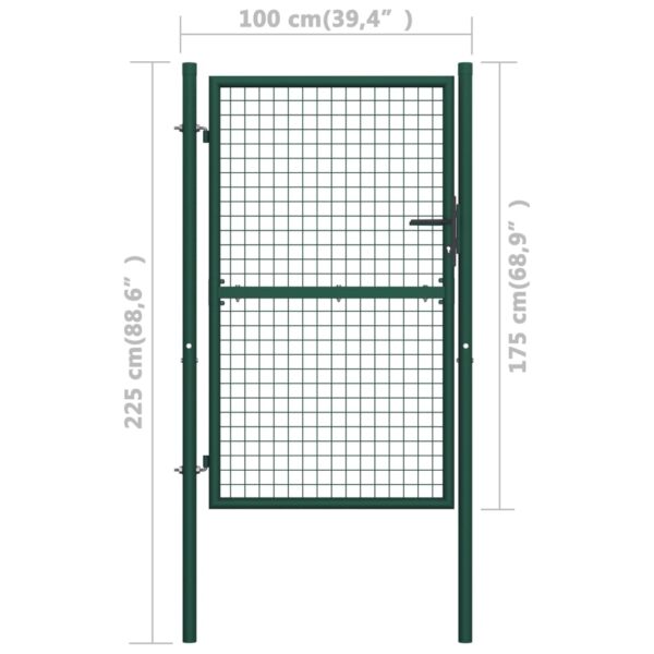 vidaXL Fence Gate Steel 39.4"x68.9" Green - Image 5