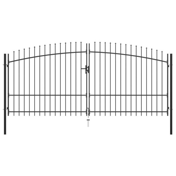 vidaXL Double Door Fence Gate with Spear Top 157.5"x88.6"