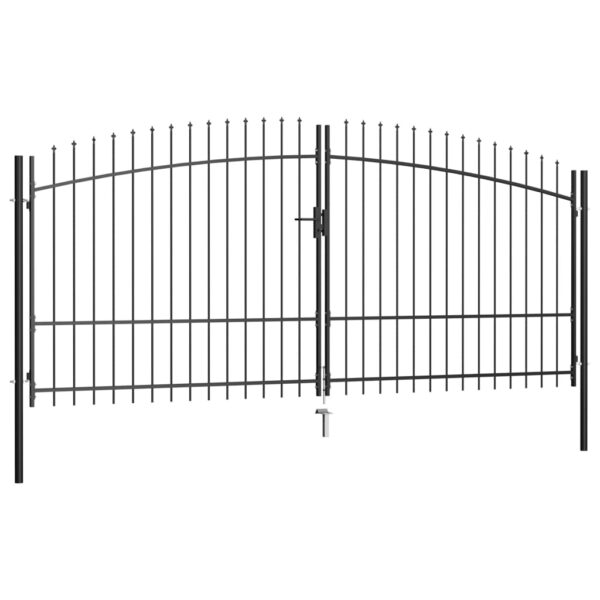 vidaXL Double Door Fence Gate with Spear Top 157.5"x88.6" - Image 2