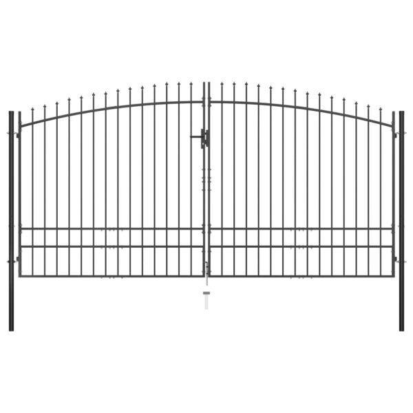 vidaXL Double Door Fence Gate with Spear Top 157.5"x97.6"