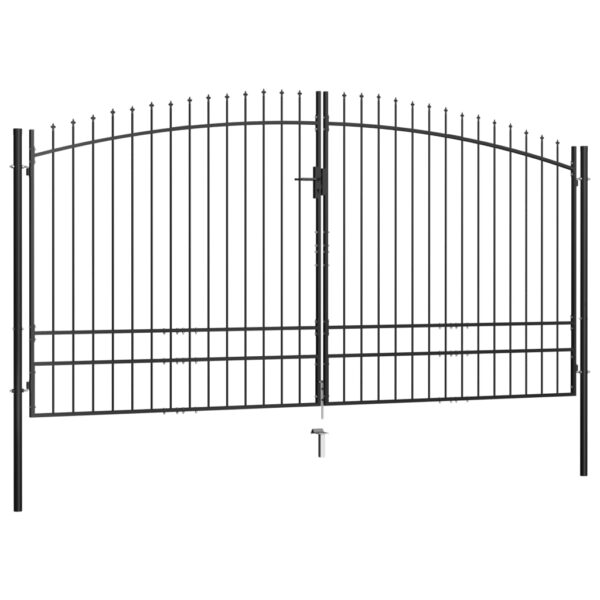 vidaXL Double Door Fence Gate with Spear Top 157.5"x97.6" - Image 2