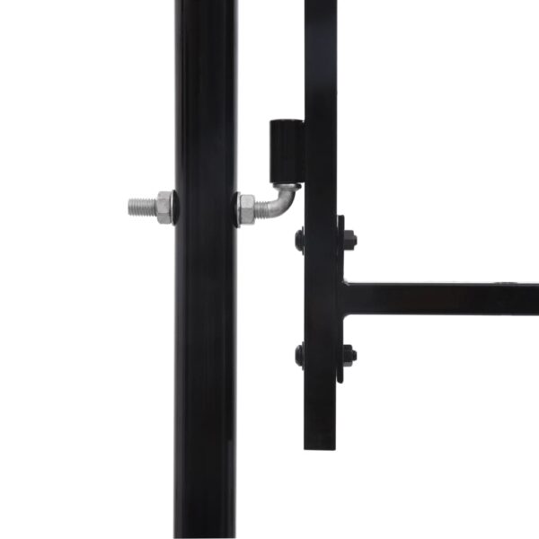 vidaXL Fence Gate Single Door with Spike Top Steel 3.3'x5.7' Black - Image 3