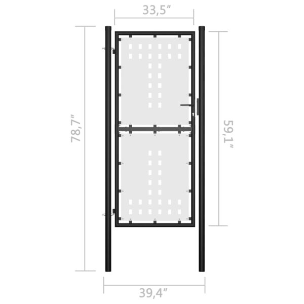 vidaXL Single Door Fence Gate 39.4"x78.7" Black - Image 5