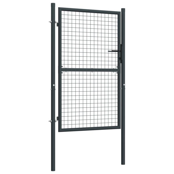 vidaXL Mesh Garden Gate Galvanized Steel 39.4"x78.7" Gray - Image 2