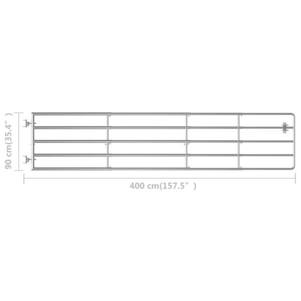 vidaXL 5 Bar Field Gate Steel (59.1"-157.5")x35.4" Silver - Image 5