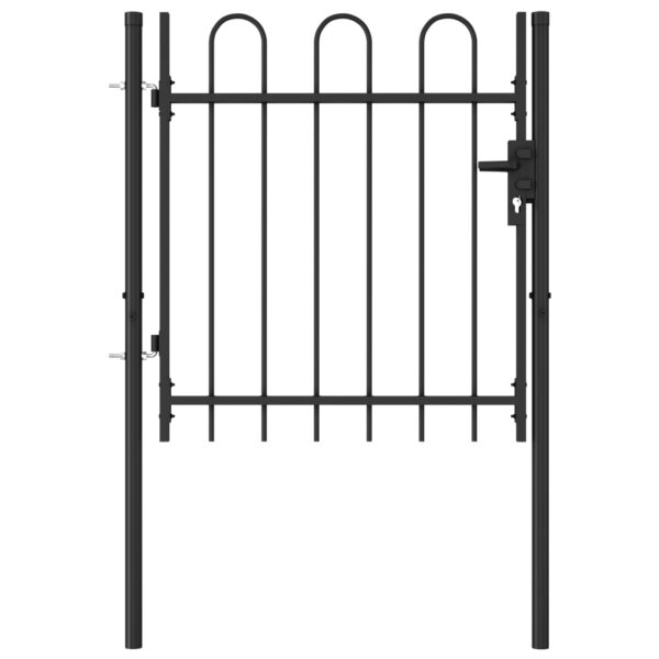 vidaXL Fence Gate Single Door with Arched Top Steel 39.4"x39.4" Black