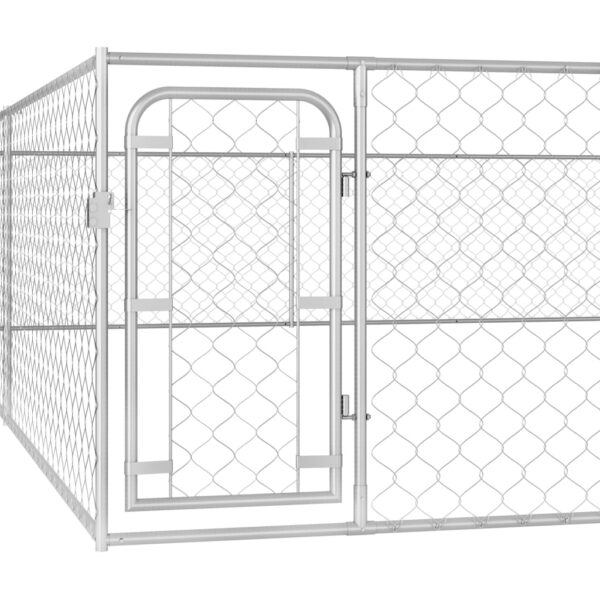 vidaXL Outdoor Dog Kennel Galvanized Steel 19.7'x19.7'x3.3' - Image 4