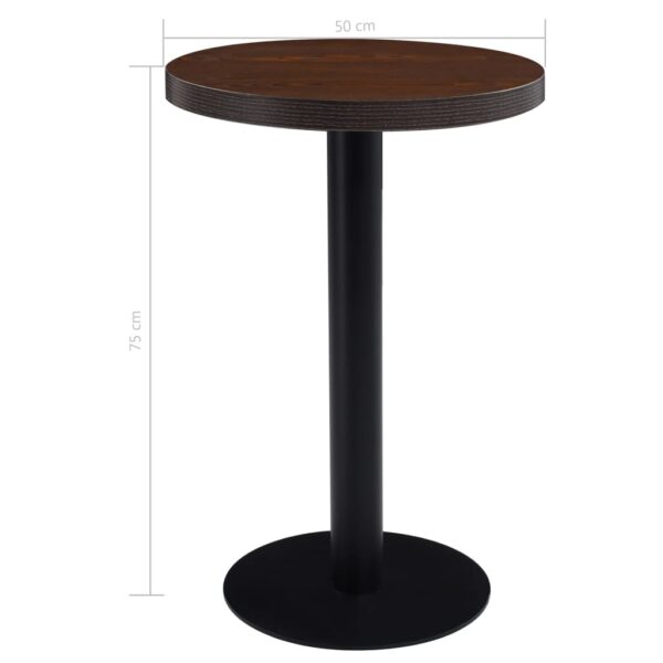 vidaXL Bistro Table Dark Brown 19.7" MDF - Image 5