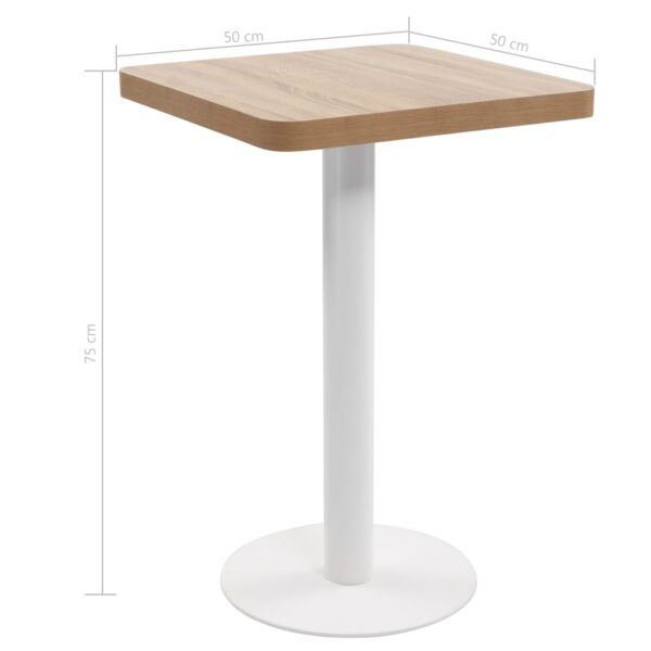 vidaXL Bistro Table Light Brown 19.7"x19.7" MDF - Image 6