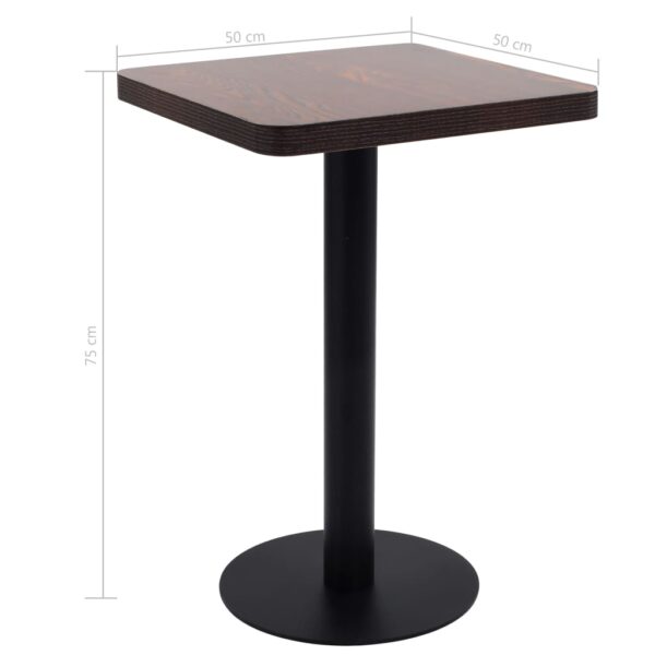 vidaXL Bistro Table Dark Brown 19.7"x19.7" MDF - Image 6