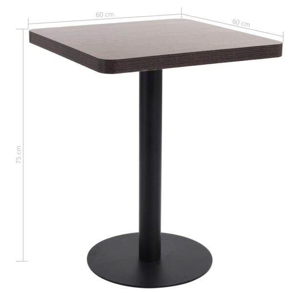 vidaXL Bistro Table Dark Brown 23.6"x23.6" MDF - Image 6