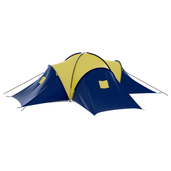 vidaXL Camping Tent Fabric 9 Persons Blue and Yellow - Image 4