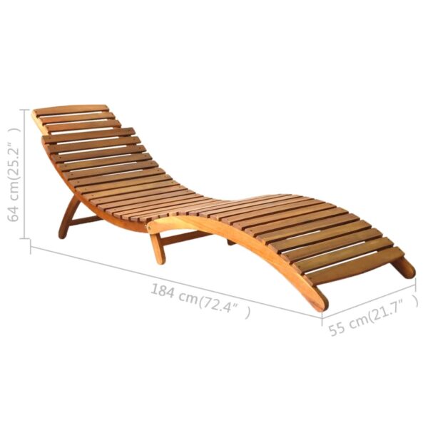 vidaXL Sun Lounger Solid Acacia Wood Brown - Image 5