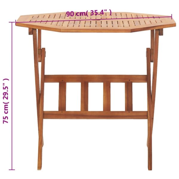 vidaXL Folding Patio Table 35.4"x29.5" Solid Wood Acacia - Image 8