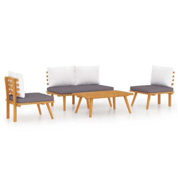 vidaXL 4 Piece Patio Lounge Set with Cushions Solid Acacia Wood - Image 2