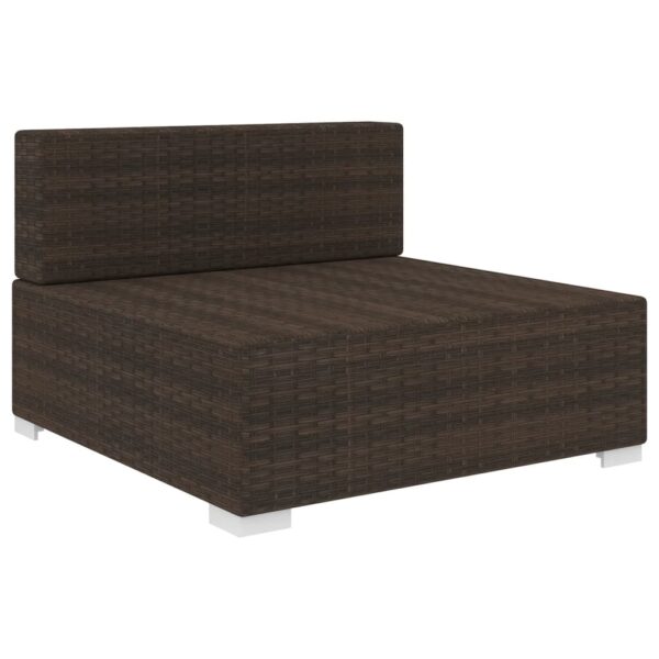 vidaXL Sectional Middle Seat with Cushions Poly Rattan Brown - Image 2