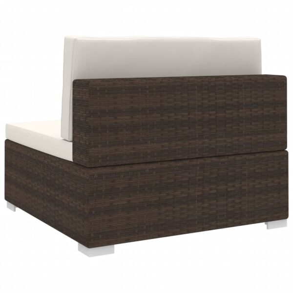 vidaXL Sectional Middle Seat with Cushions Poly Rattan Brown - Image 4