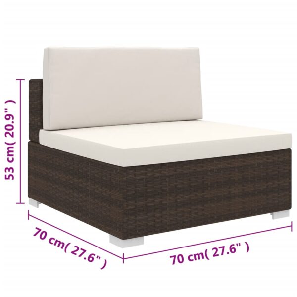 vidaXL Sectional Middle Seat with Cushions Poly Rattan Brown - Image 5