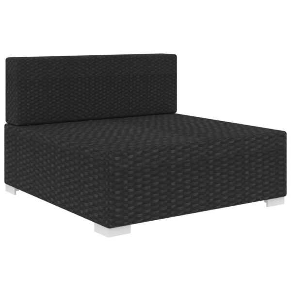 vidaXL Sectional Middle Seat with Cushions Poly Rattan Black - Image 2