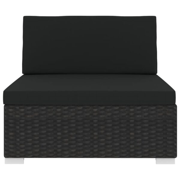 vidaXL Sectional Middle Seat with Cushions Poly Rattan Black - Image 3