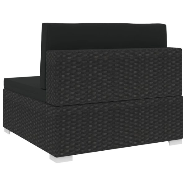 vidaXL Sectional Middle Seat with Cushions Poly Rattan Black - Image 4