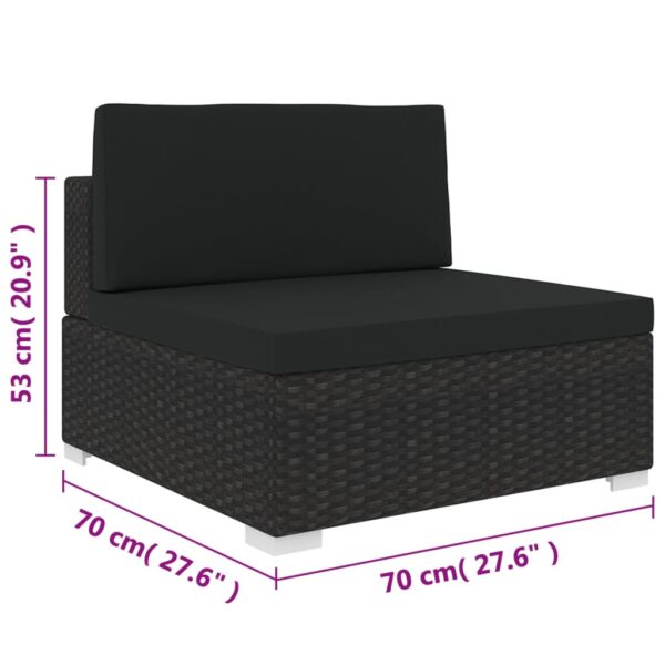 vidaXL Sectional Middle Seat with Cushions Poly Rattan Black - Image 5